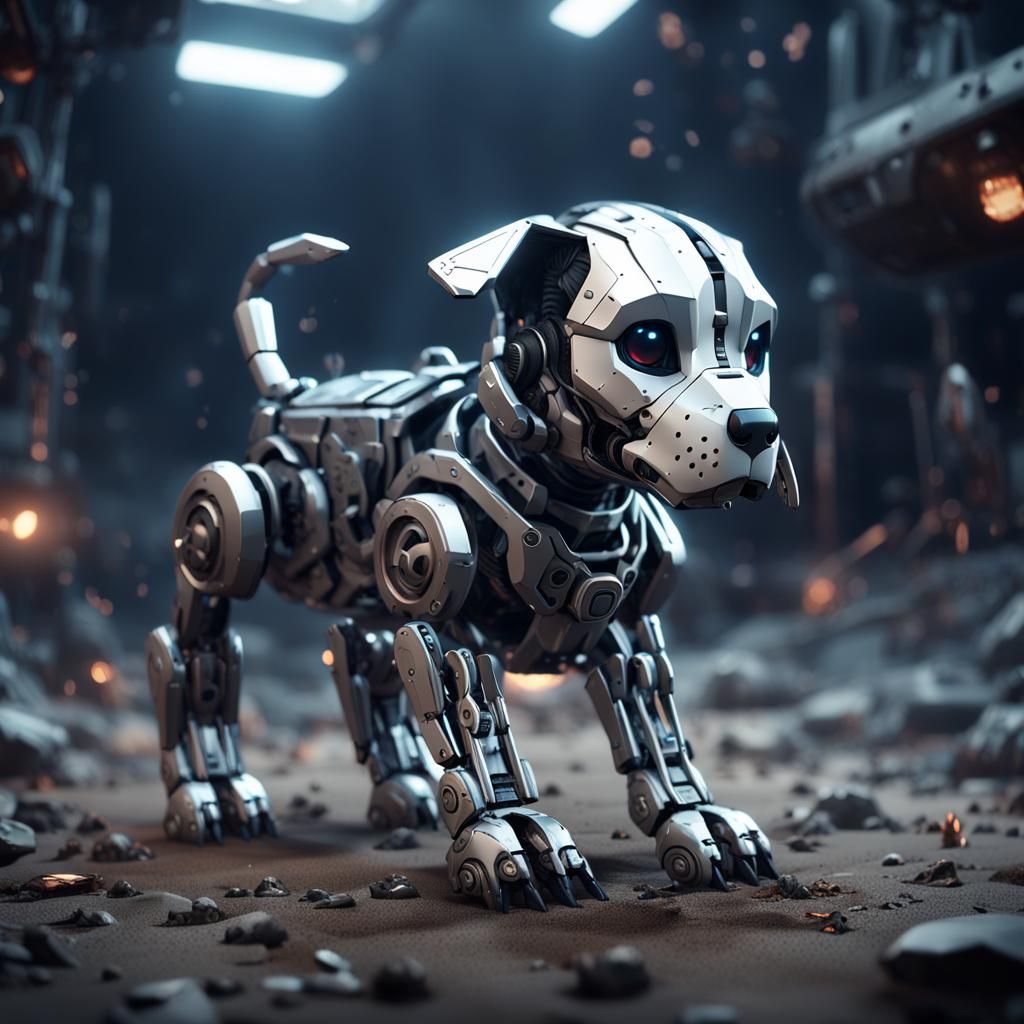 Creepy Puppy Emerges from Polished Metal Shell