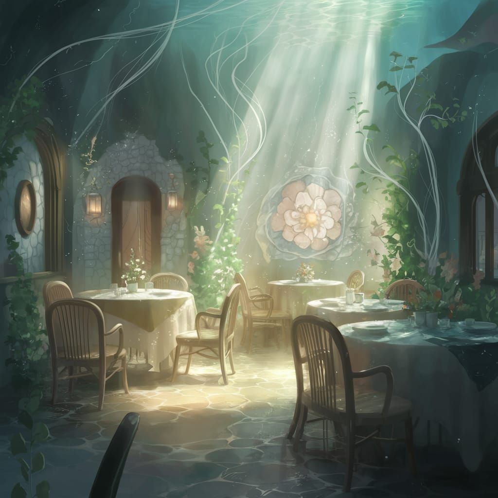 Underwater Anime Café in Ethereal Serenity