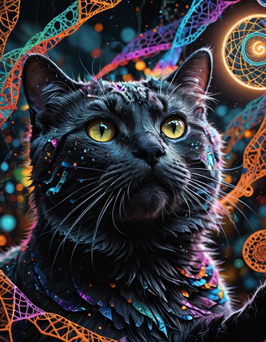 Psychedelic Goddess in Drunken Ecstasy Under Moonlight