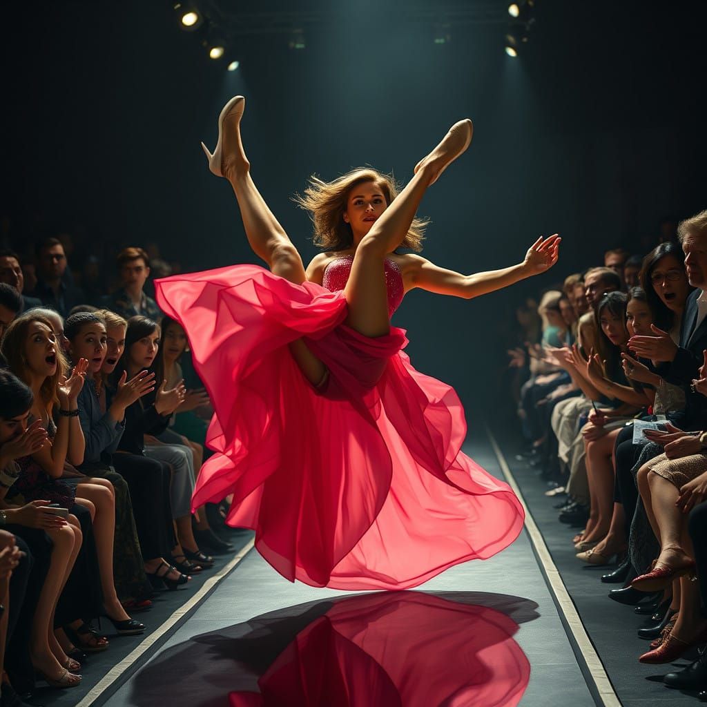 Surreal Fashion Model Falls on Catwalk