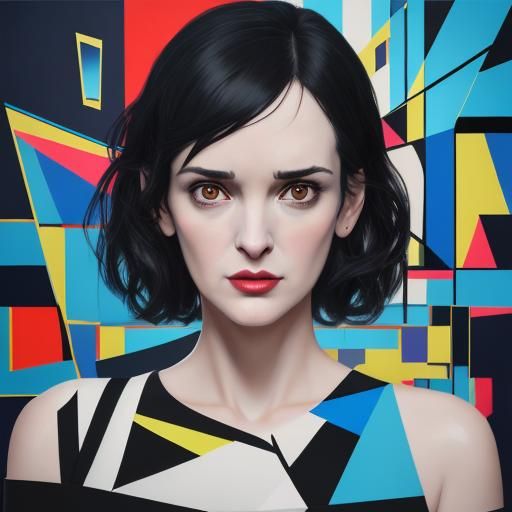Winona Ryder in Vibrant Cubist Digital Art