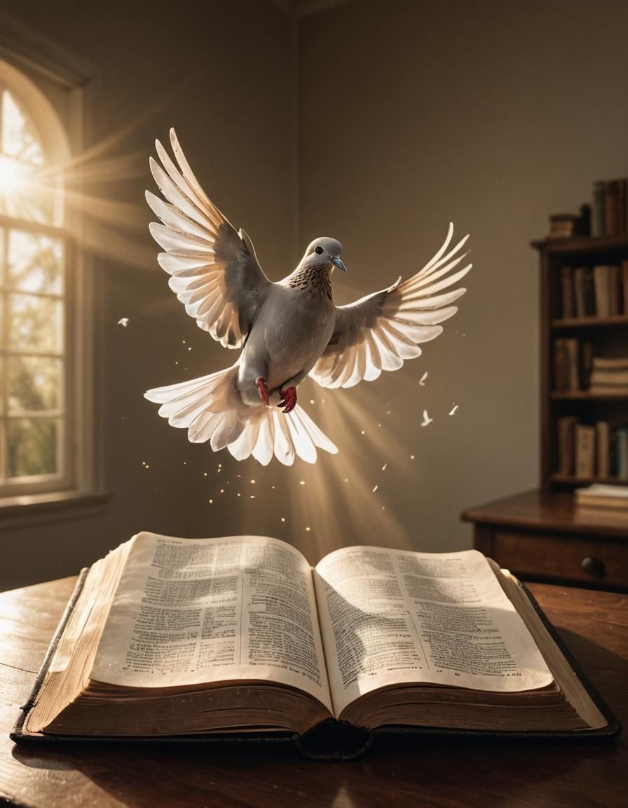 Dove Ascending from Illuminated Bible