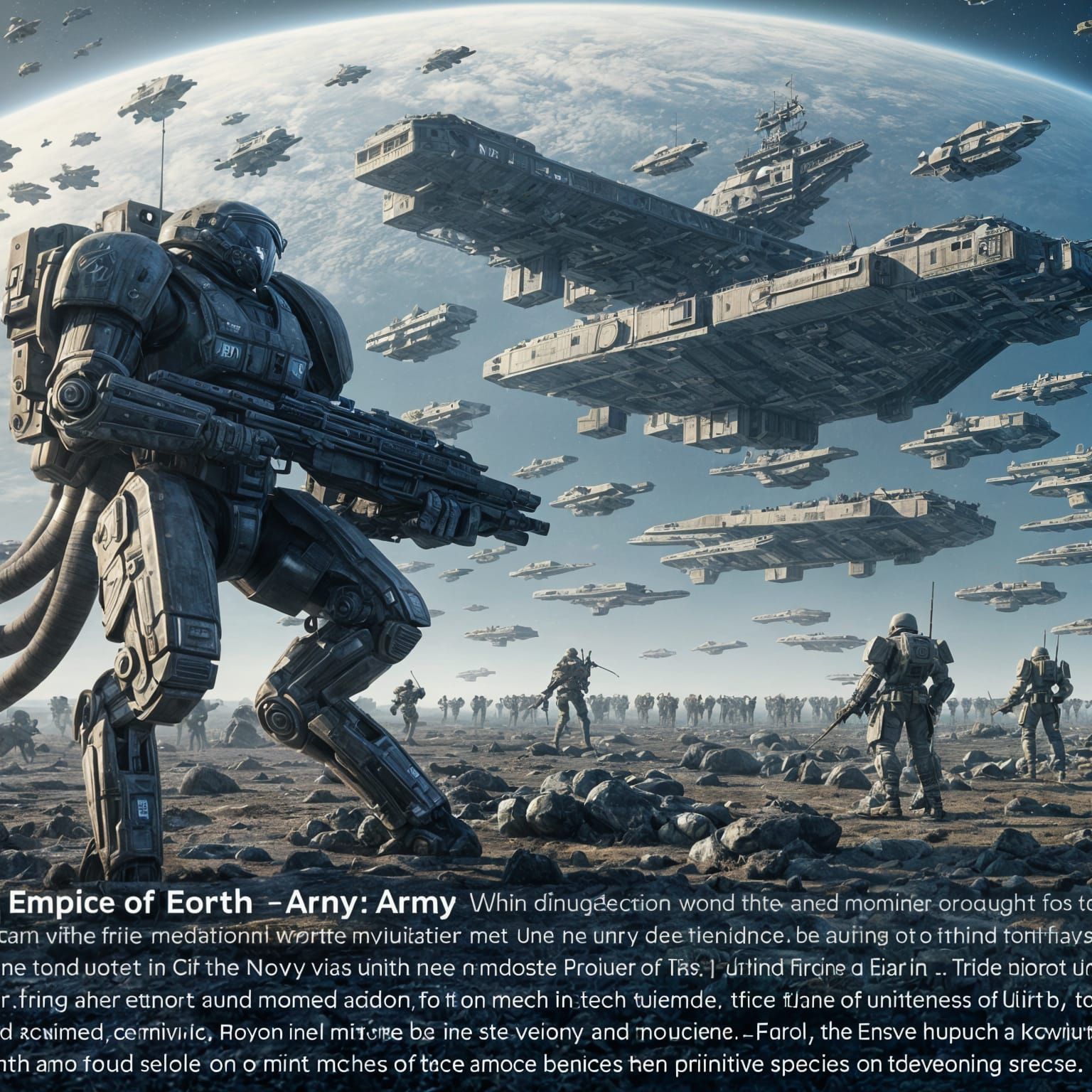 Futuristic United Empire of Earth Army Marches Towards Strat...