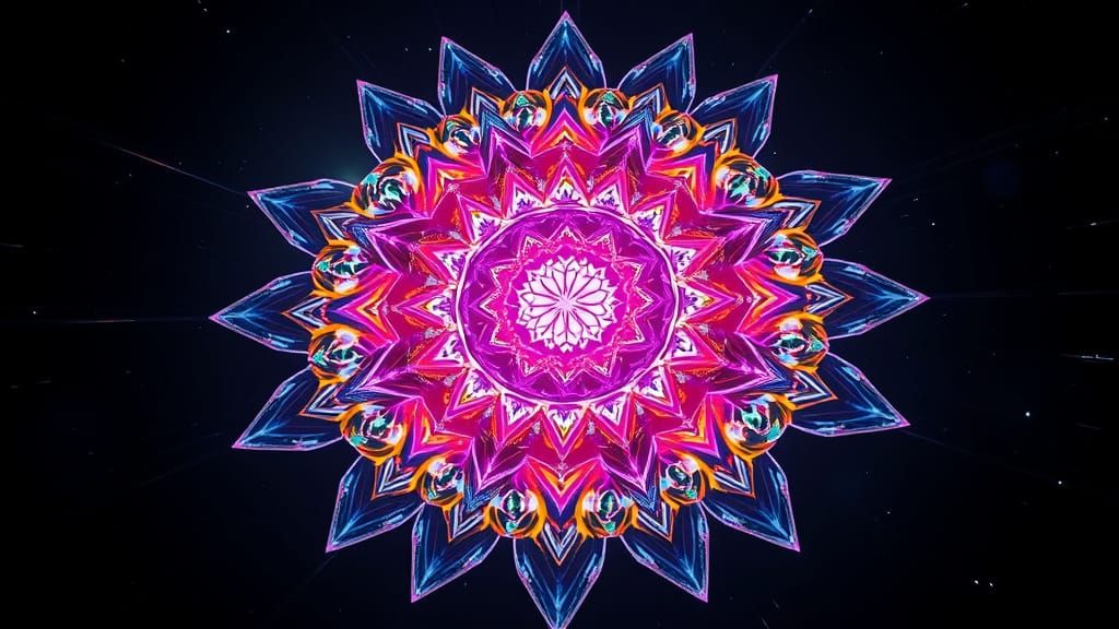 Kaleidoscopic Crystal Mandala in Hyperrealistic Style