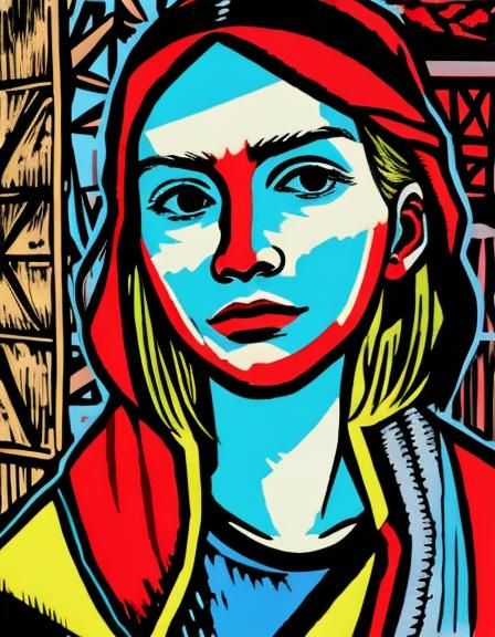 Woodcut Art in Traditional Style