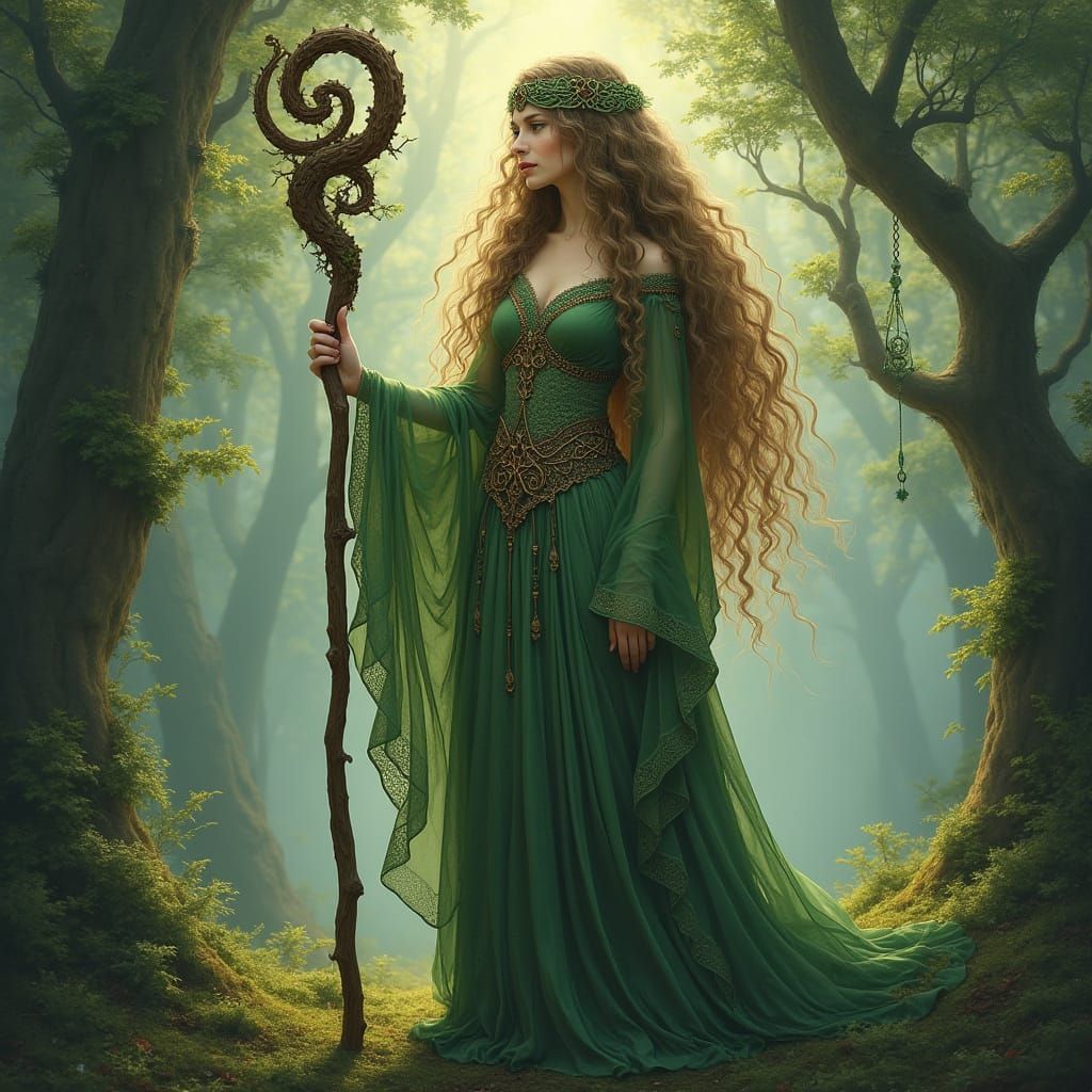 Ethereal Goddess in Art Nouveau Style