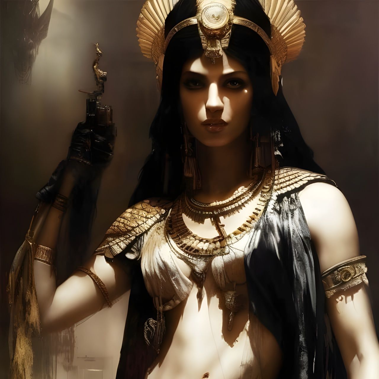 Egyptian Goddess Isis Portrait in Hyperrealistic Oil Paintin...