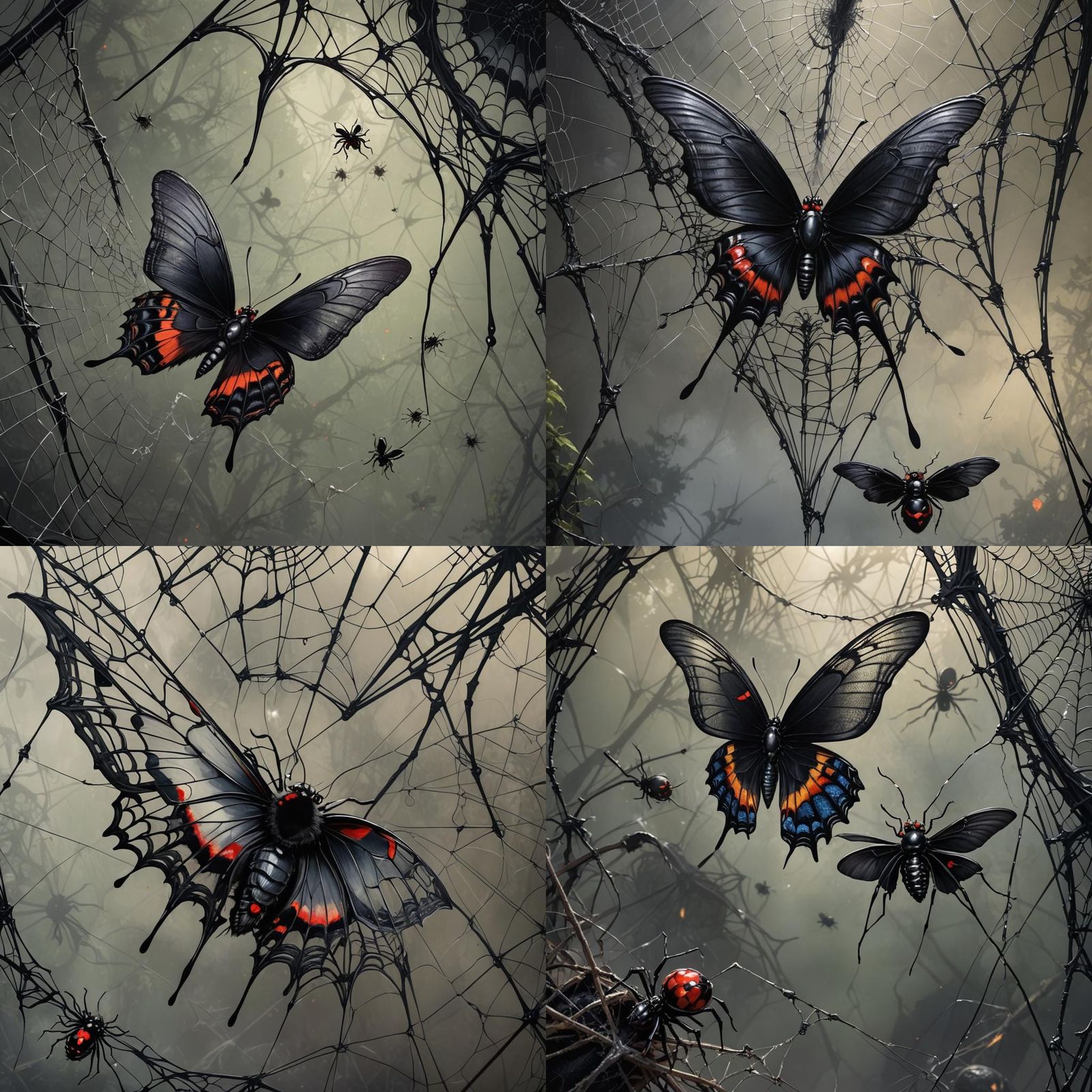 Gothic Butterfly in Sinister Spider Web