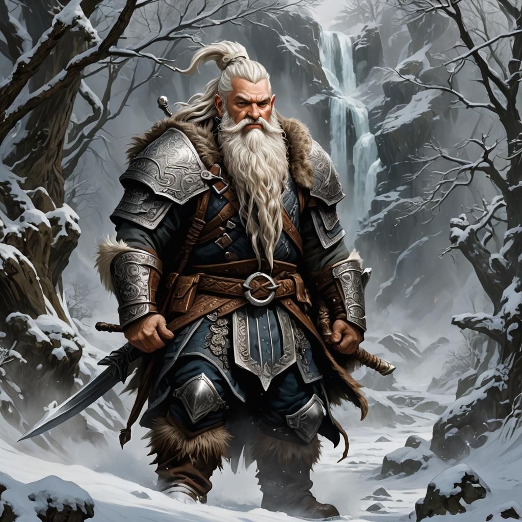 Battle-Hardened Dwarf Warrior with Majestic White Beard