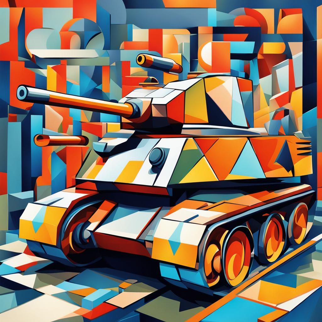 Angular Cubist Masterpiece in Neo-Cubist Style