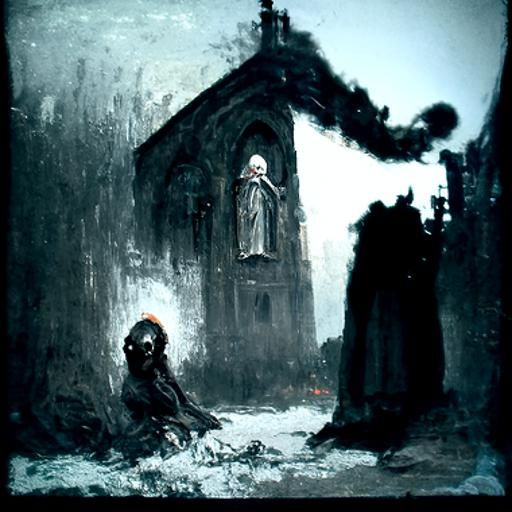 Mysterious Vicar in Dark Horror Scene