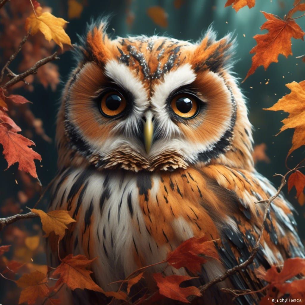 Hyperrealistic Autumn Owl in Gentle Hues