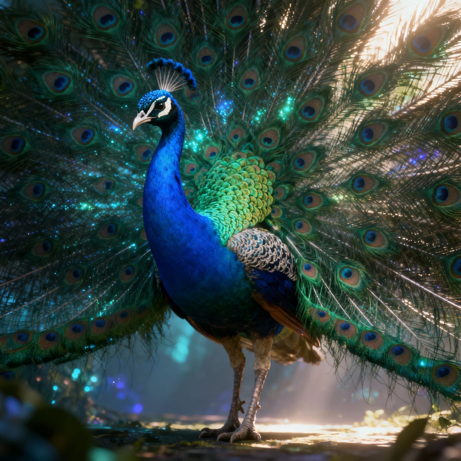 Detailed Peacock Portrait in Fantasy Concept Art Style