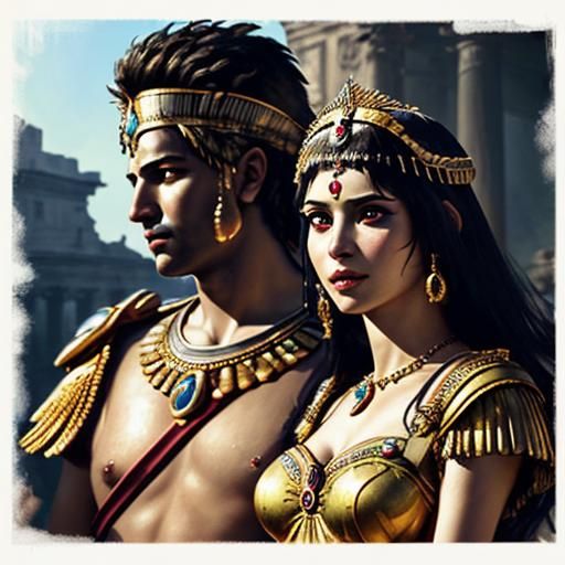 Epic Roman Romance in Hyperrealistic Watercolor Style