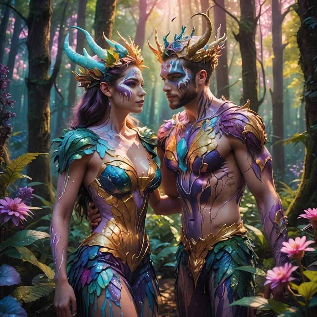 Ethereal Milkshake Royals in Vibrant Fantasy Realm