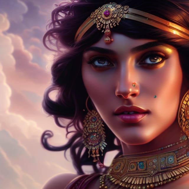 Sensual Indian Goddess of Love in a Dazzling Portrait