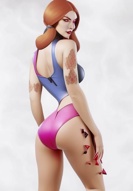 Tattooed Vampire swimsuit girl