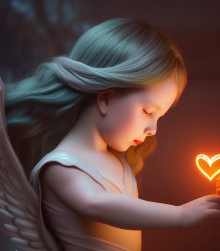 Baby Angel Holding Heart in Renaissance Style