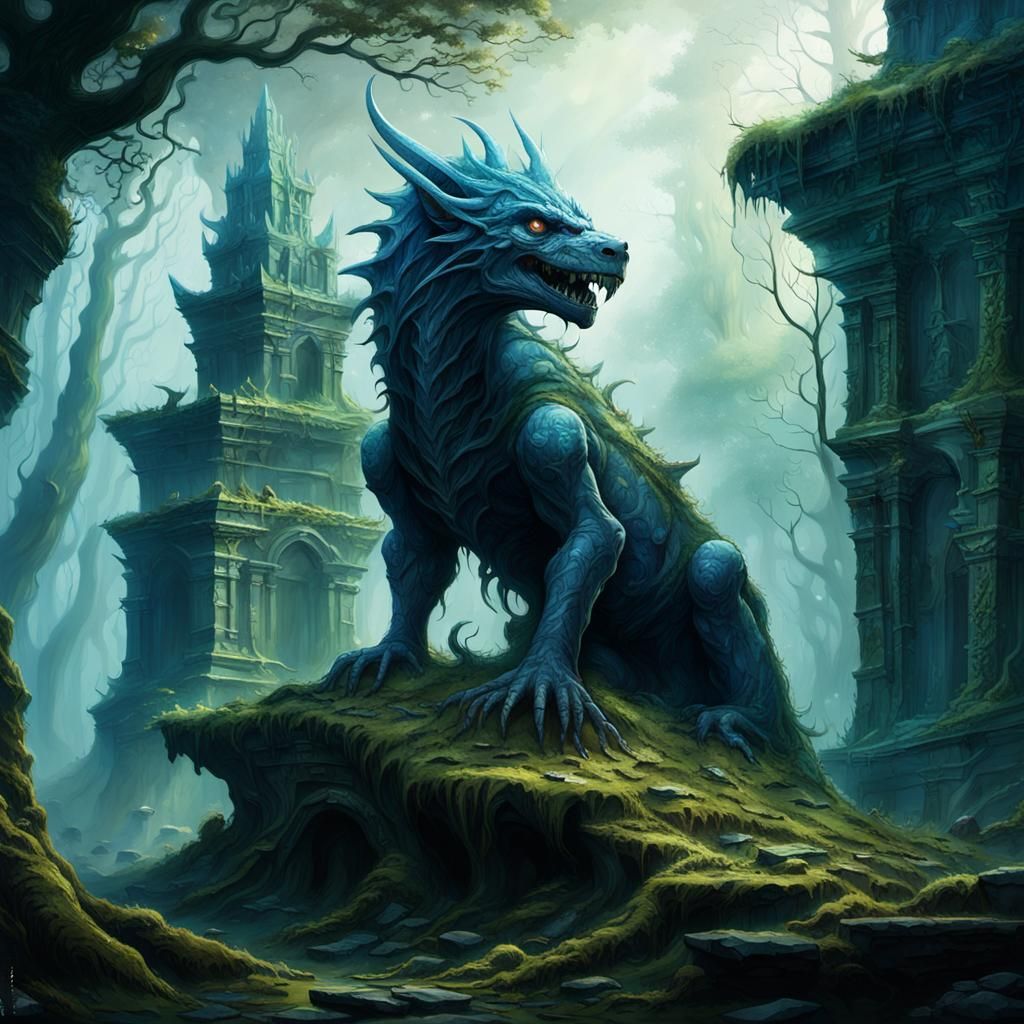 Ancient Ruin Guardian in Iridescent Splendor