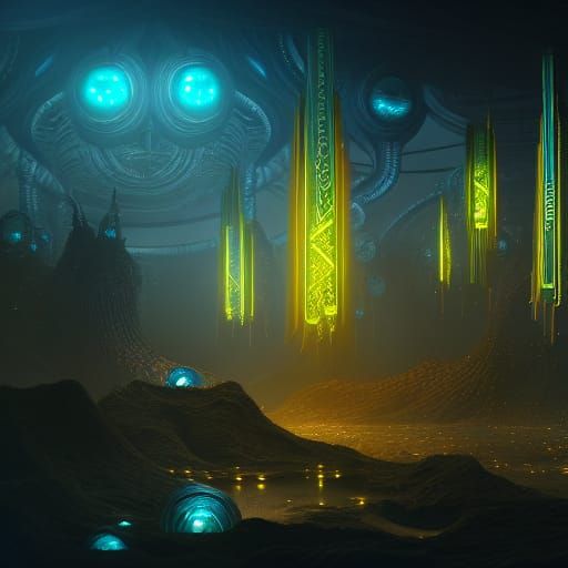 Aliens in Jars: Detailed Matte Painting