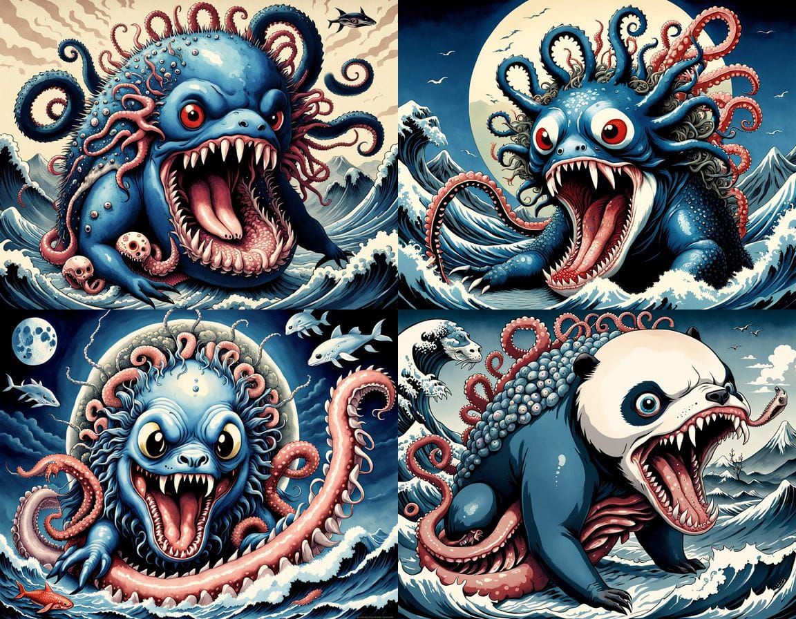 Surreal Mutant Creature in Japanese Art Style