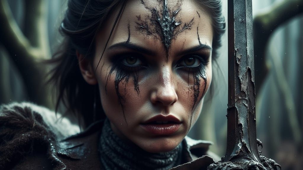 Medieval Maiden with Excalibur Sword