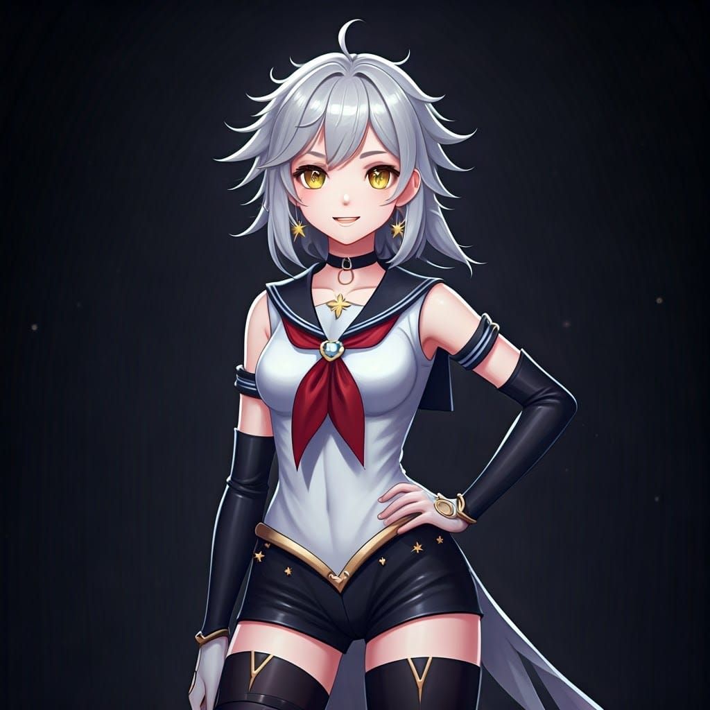 Confident Magical Girl with Vibrant Yellow Eyes