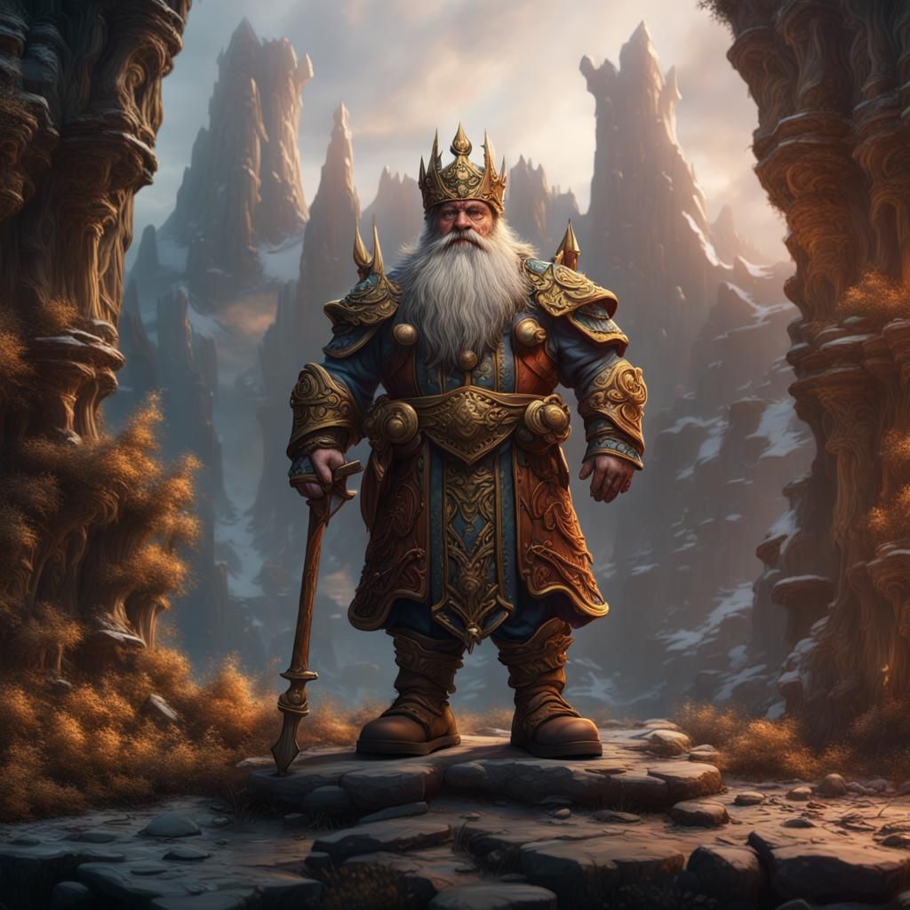 Epic Dwarf King in Majestic Fantasy Realm