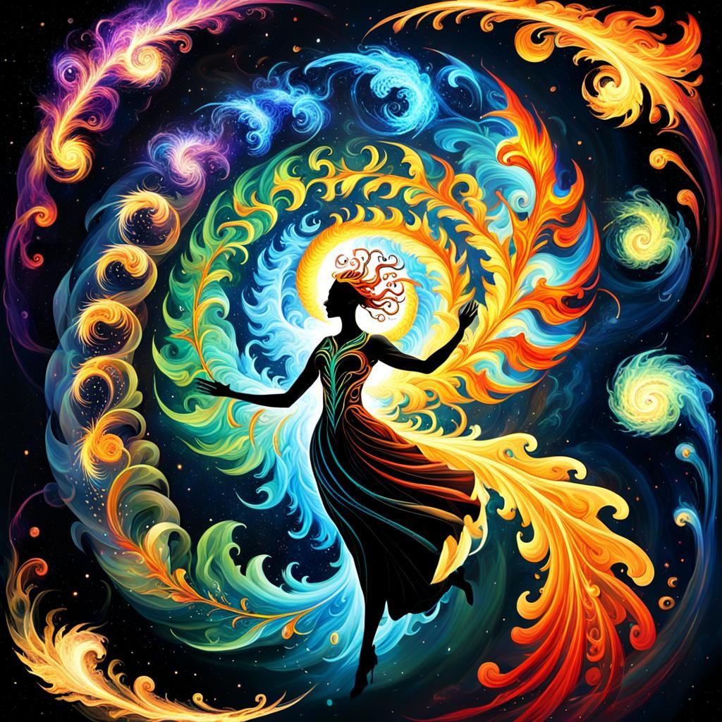 Phoenix Ascends in Blazing Renaissance Colors with Spiraling...