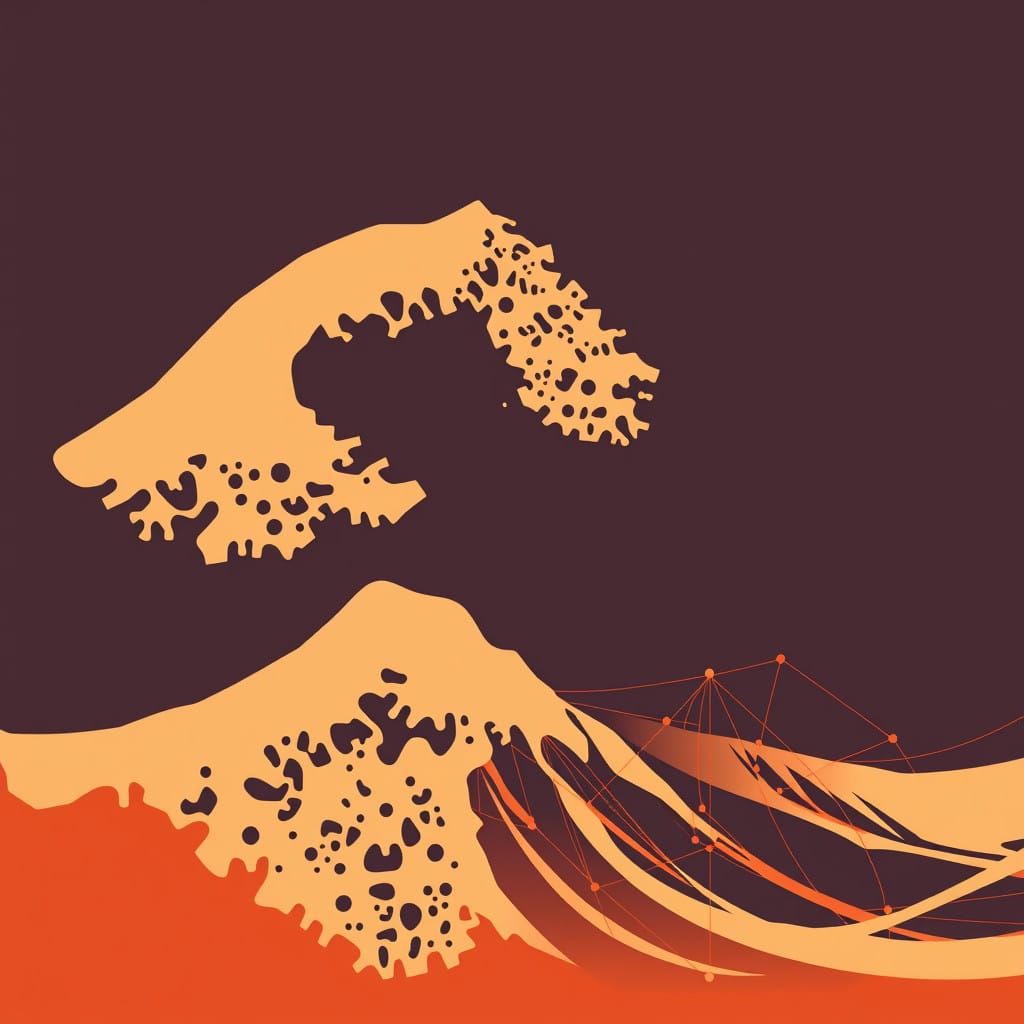 earth-tone abstract, art by Massimo Vignelli, Paul Rand,, modern PowerPoint cover for Network Insight, combating AI misi...