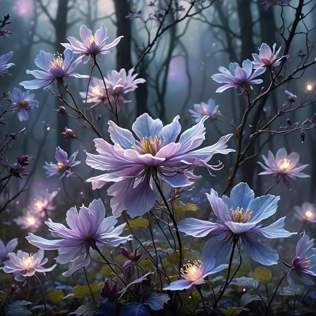 Delicate Aurora Bloom in Twilight Mist