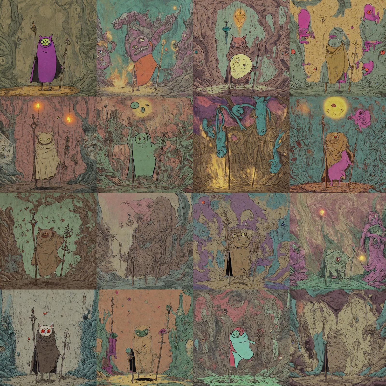 Whimsical Occult Quest in Vibrant 2D Style