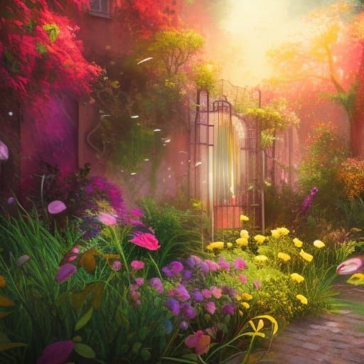 Hyperrealistic Portrait in Vibrant Garden Setting