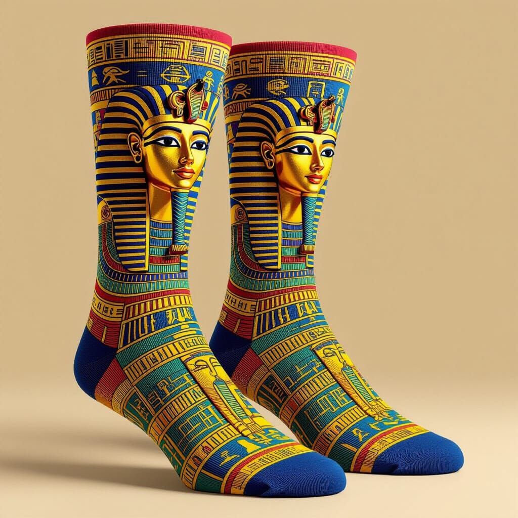 Egyptian Socks with Hieroglyphs in Vibrant Style