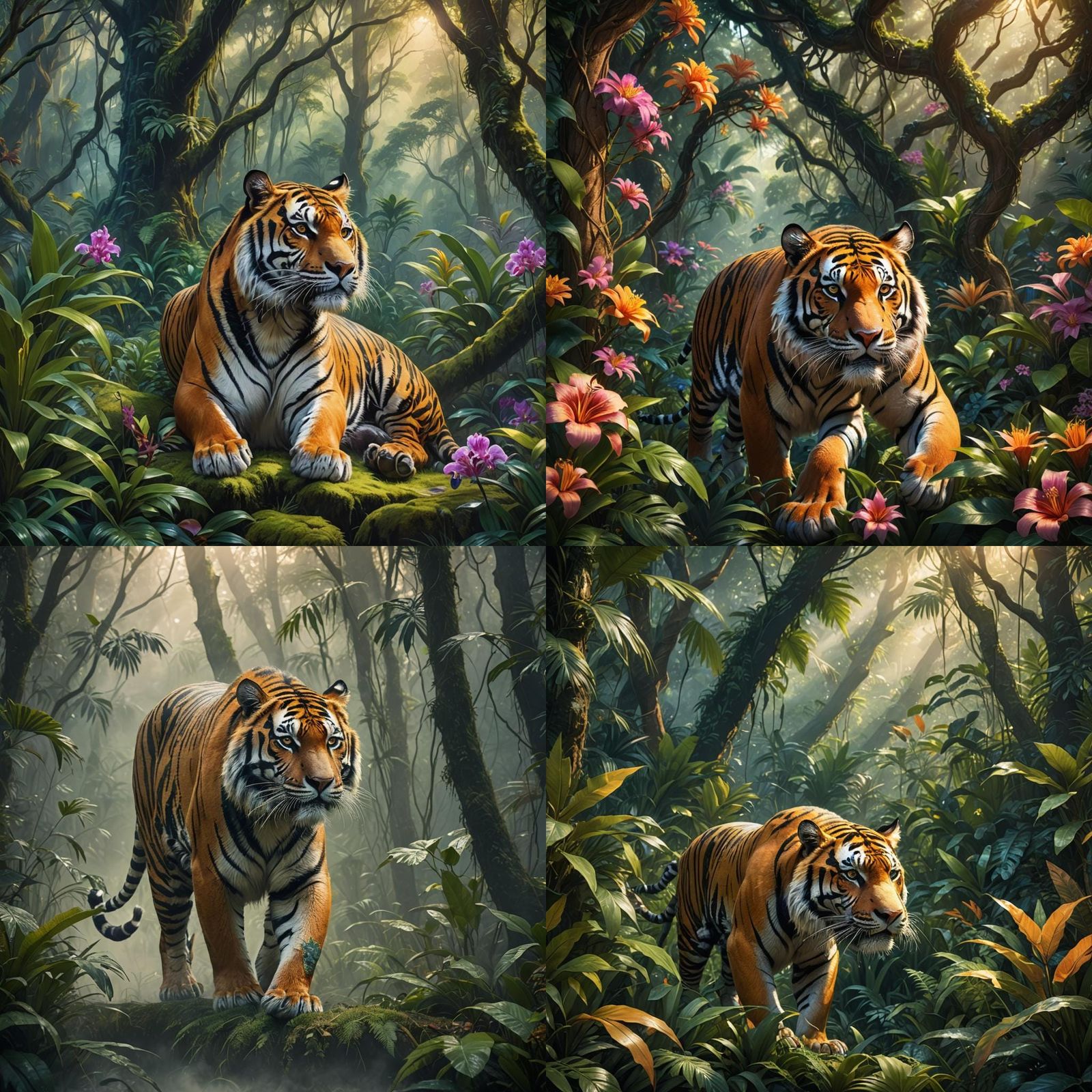 Surreal Malayan Tiger Landscape in Vibrant Colors