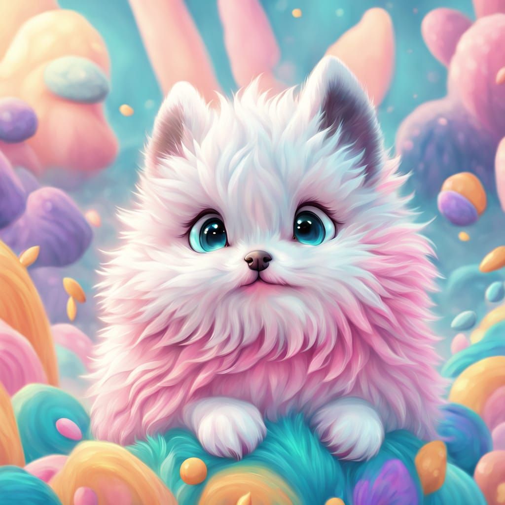 Cute Animal Playing in Whimsical Digital Art