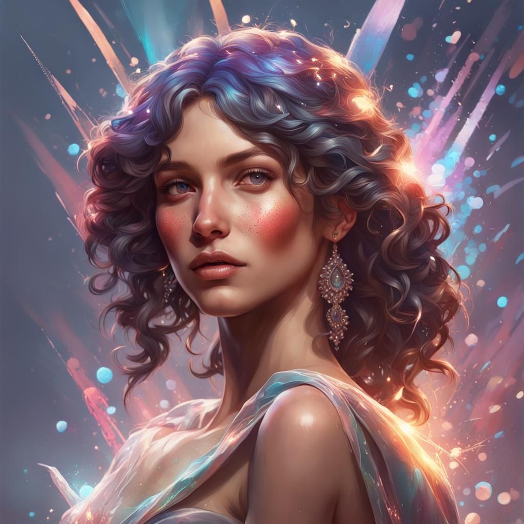 Ethereal Female Portrait in Vibrant Triadic Hues