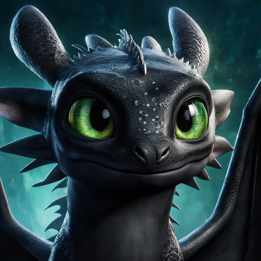 Ethereal Night Fury Dragon in Splendid Anime Style