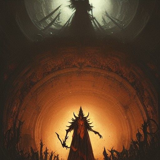 Surreal Dark Fantasy Pumpkin King in Hyperdetailed Horror Ar...