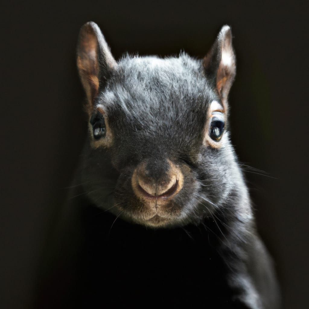 Professional Portrait of a Black Squirrel with Bokeh