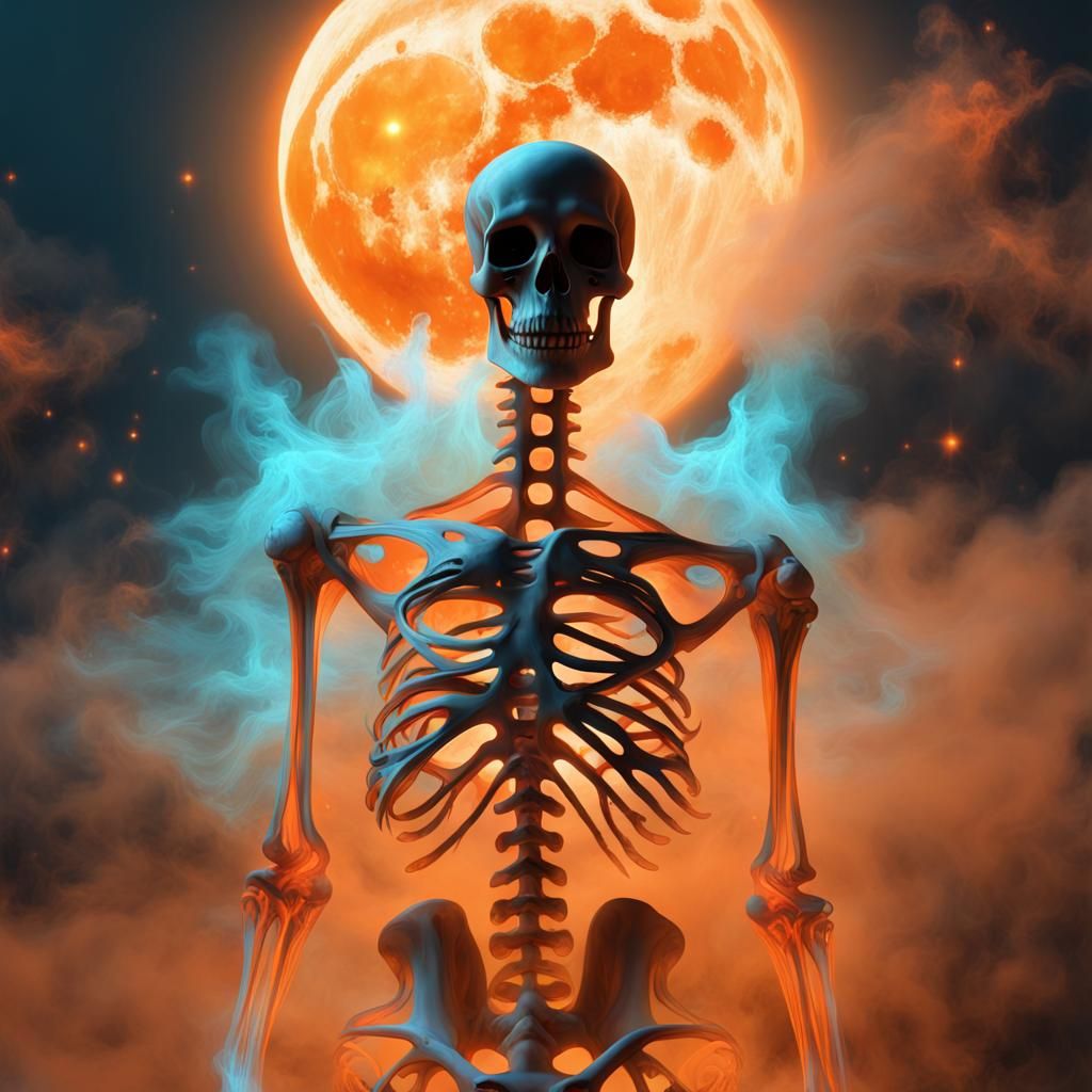 Ethereal Ghostly Encounter under a Bioluminescent Moon