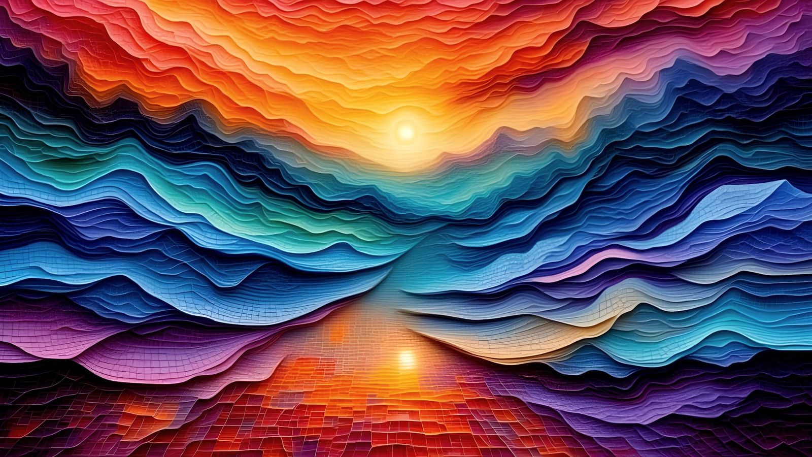 Mighty Ocean of Love in Op-Art Style