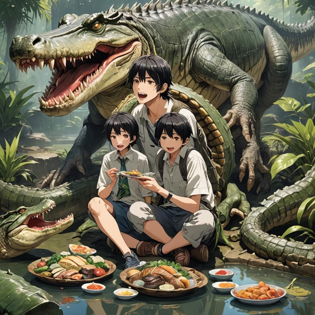 Boy Surprised by Hungry Crocodile