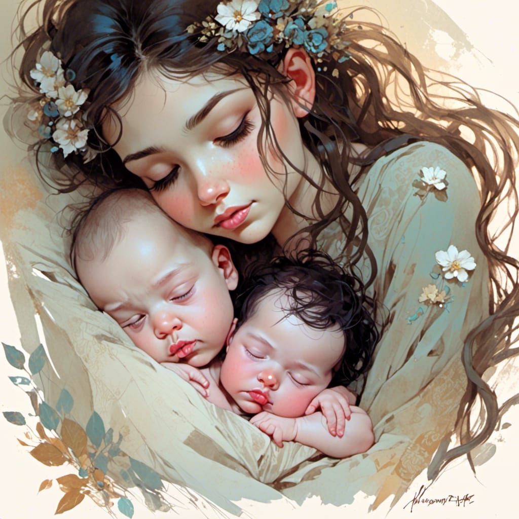 Mother and Baby in Serene Wilderness