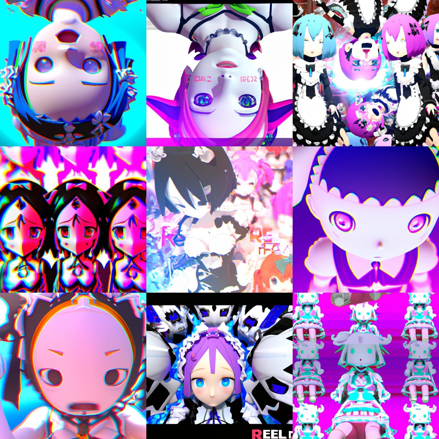 Surreal Psychedelic Anime Dolls Melt Together in a Dreamlike...