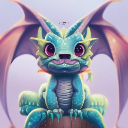 Adorable Chubby Dragon Portrait in 3D Shading