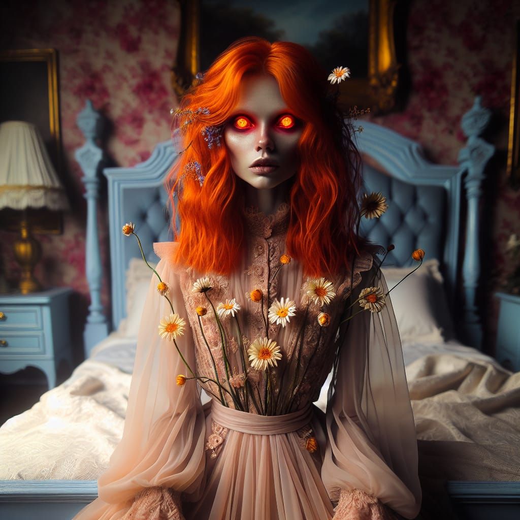 Supernatural Boudoir Scene with Enchanted Woman