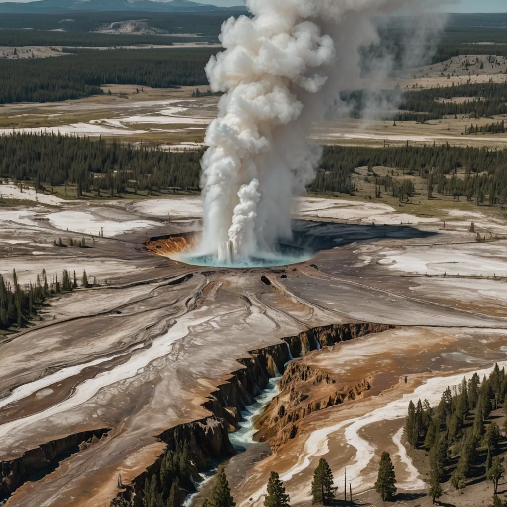 Post-Apocalyptic Yellowstone Wonderland in Futuristic Ruin