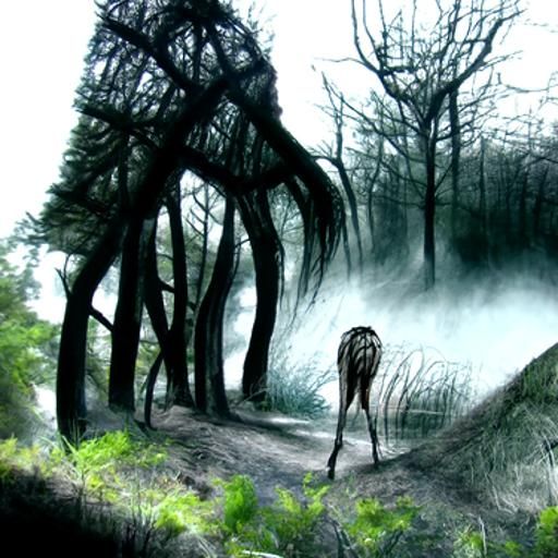 Mysterious Forest Entity in Realistic Pen and Ink