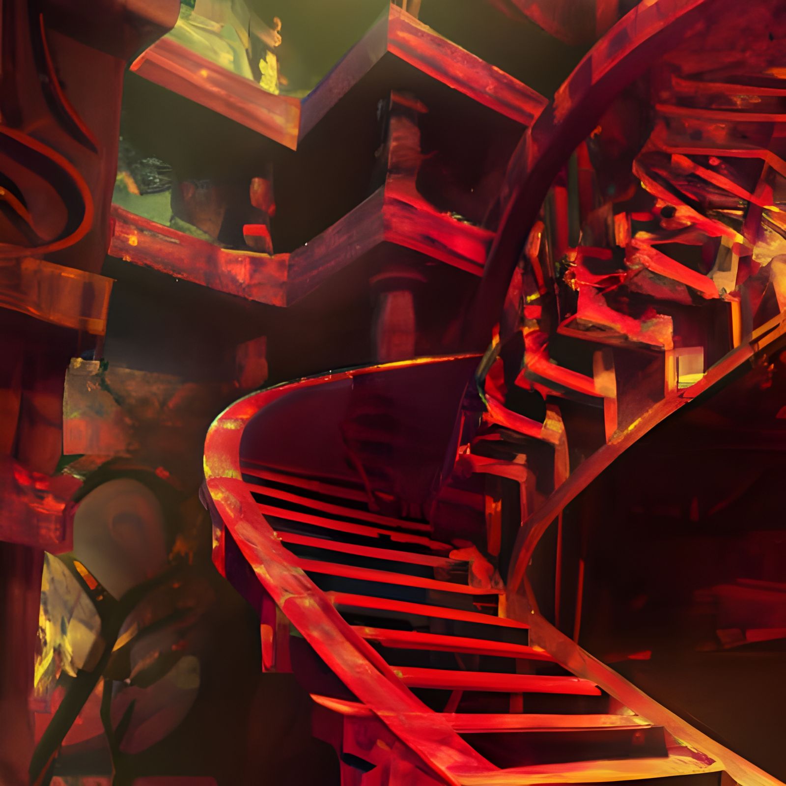 Surreal Labyrinth Escalator Unveils Hidden Realms
